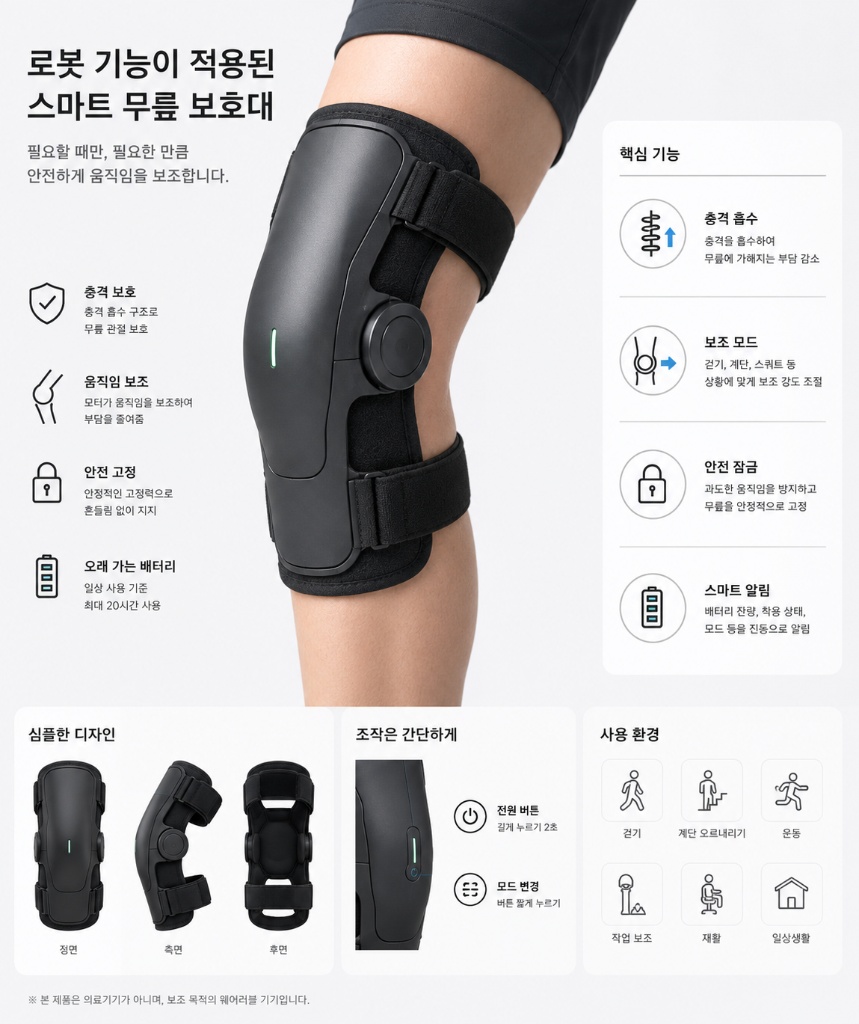 스마트 무릎 보호대 제품 설명 이미지